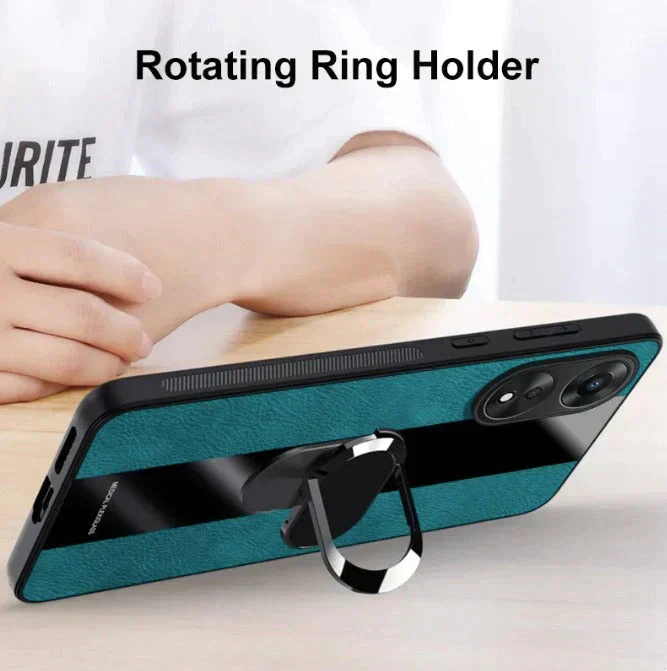 Oppo Reno 10 5G Premium Leather AutoFocus Ring Case - Image 3